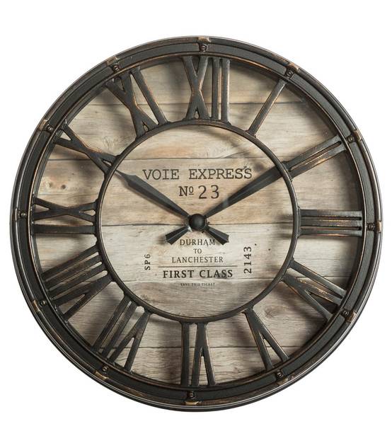 Pendule murale marron rétro et vintage D 21 cm - Image 1