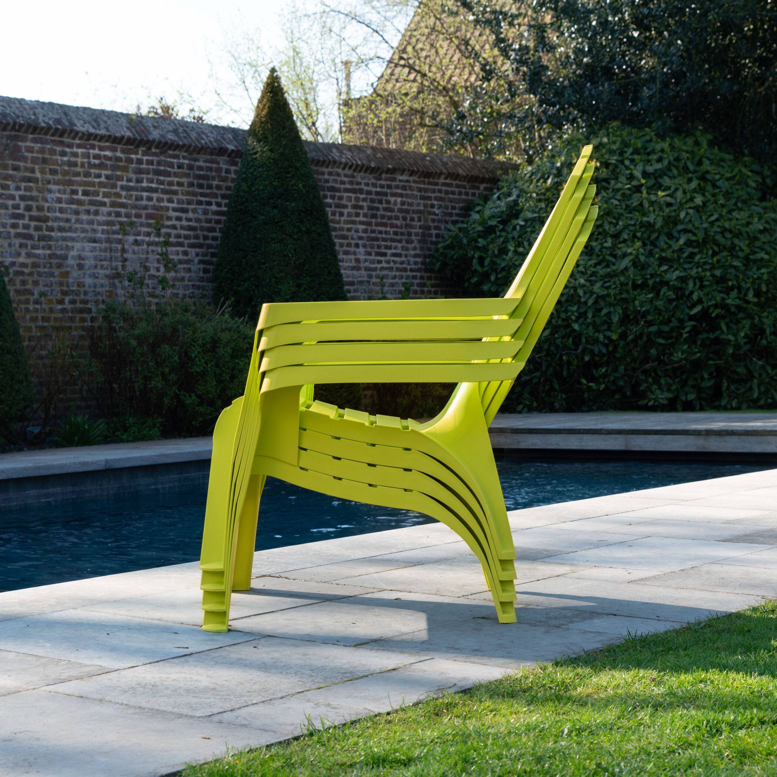 Wilsa Garden - Lot de 4 Fauteuils  Adirondack de jardin en résine empilables Anis - Imagen 4