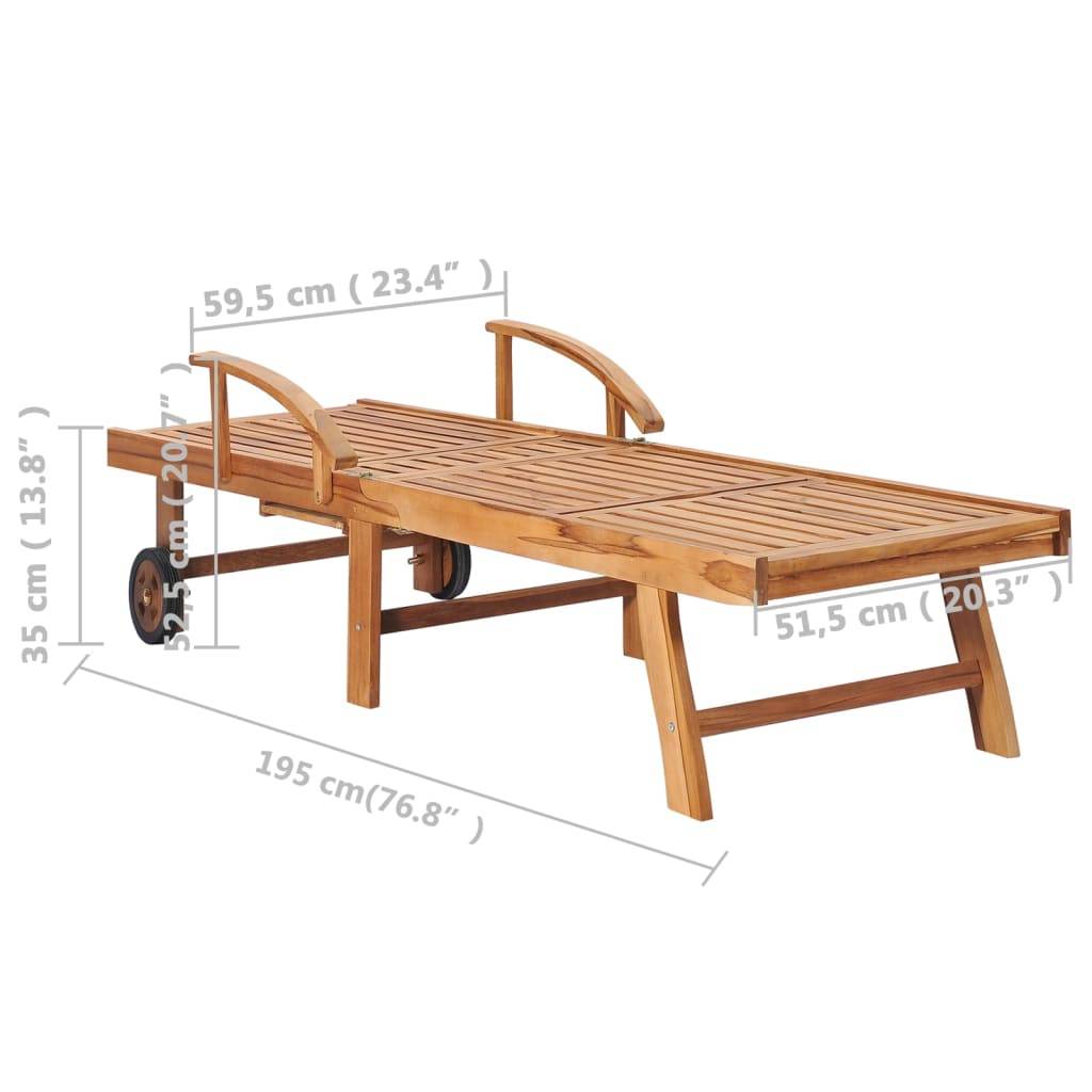 Helloshop26 - Lot de 2 transats chaise longue bain de soleil lit de jardin terrasse meuble d'extérieur avec table et coussin bois de teck solide - Imagen 9