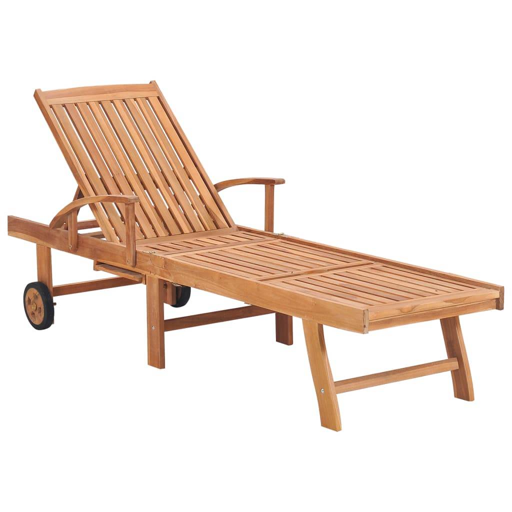 Helloshop26 - Lot de 2 transats chaise longue bain de soleil lit de jardin terrasse meuble d'extérieur avec table et coussin bois de teck solide - Imagen 2