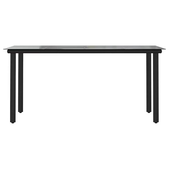Table et Chaises de Jardin 4 Personnes Poly Rotin Gris Coussins Gris Foncé Table 160cm Verre – ComfortXL Outdoor Living - Image 7