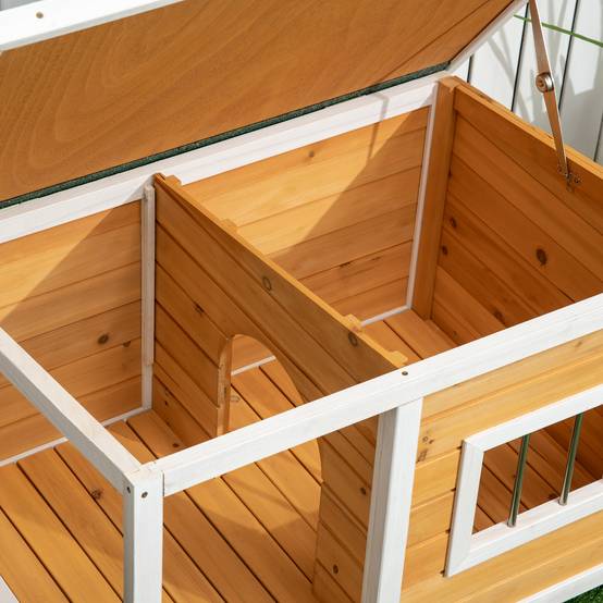 Niche Chien Bois Terrasse Toit Relevable Fenêtre Aération Abri Orange - ComfortXL Outdoor Living - Image 8