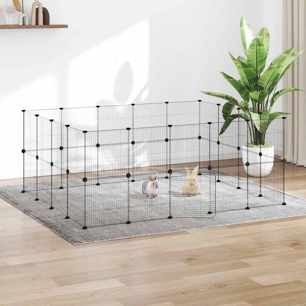 Vidaxl - Cage animaux de compagnie à 36 panneaux et porte Noir 175x140x70 cm vidaXL 3114045 - Imagen 1