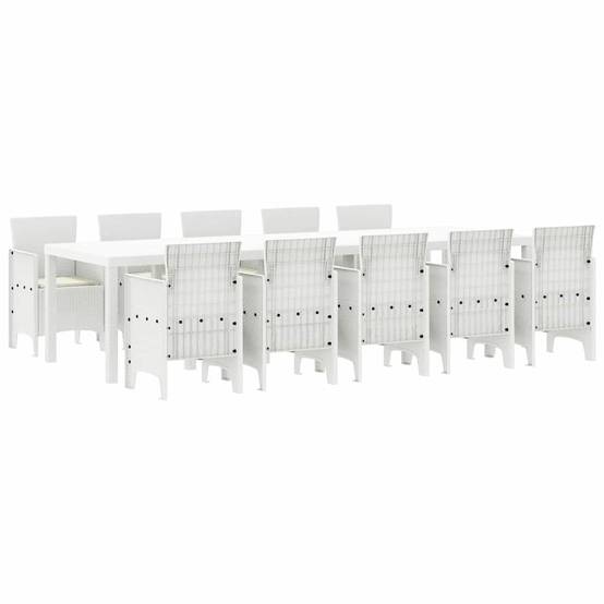 Table et Chaises de Jardin 10 Places Rotin Synthétique Acier Ensemble Complet pour Cour et Patio Blanc – ComfortXL Outdoor Living - Image 2