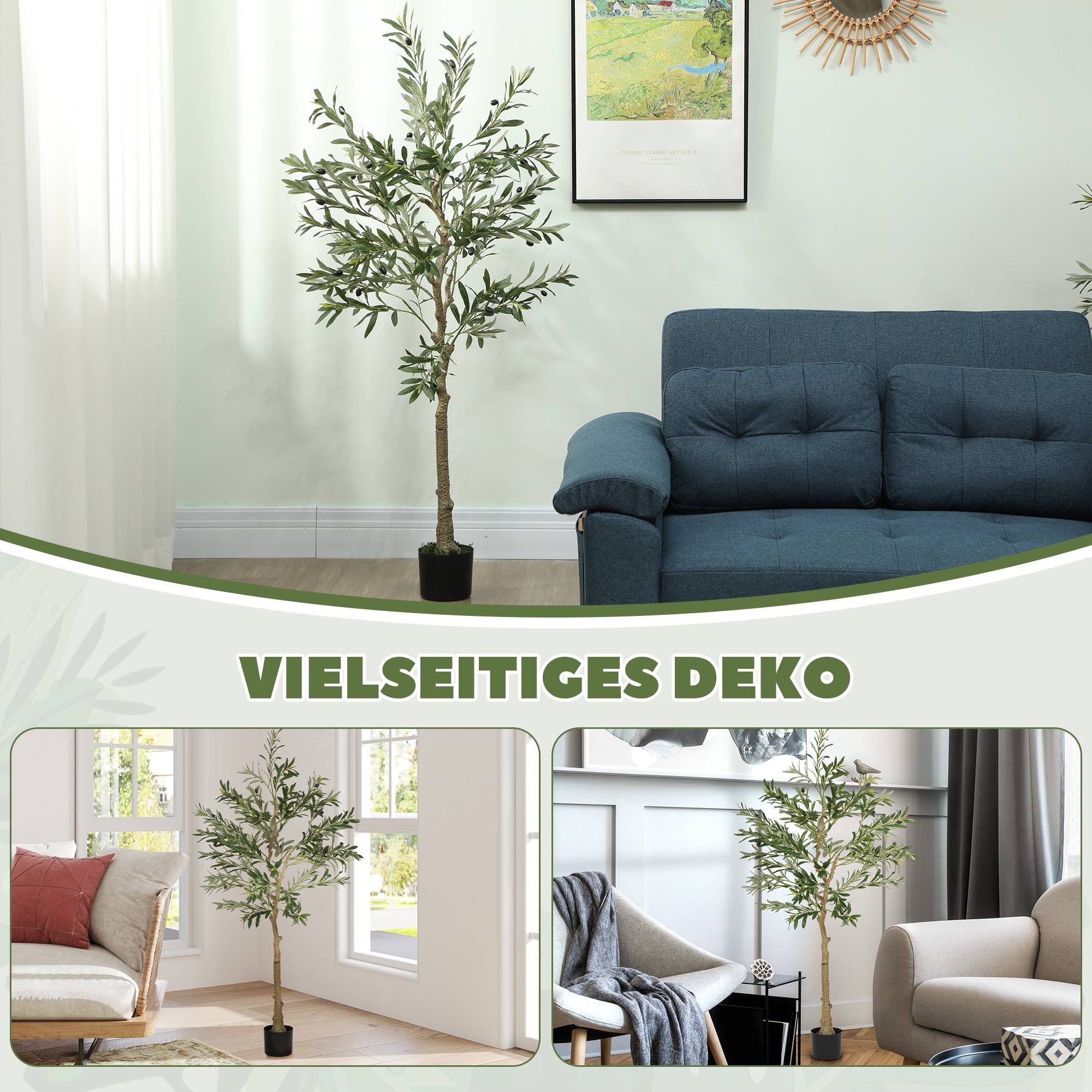 Olivier artificiel intérieur tissu soie et plastique décoration maison sans entretien 150cm vert - ComfortXL Outdoor Living - Image 10