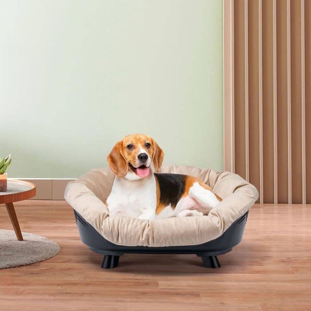 Ferplast - Panier pour chien ovale Ferplast SOFA THRONE 6, plastique noir anti-dérapant, coussin beige, 73 x 55 x 32 cm - FERPLAST - Image 9
