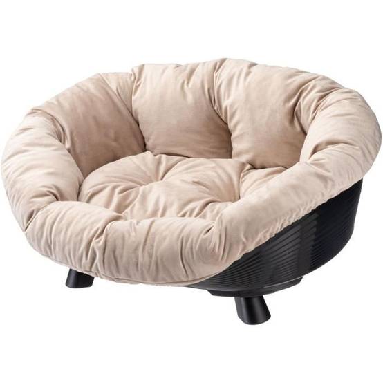 Ferplast - Panier pour chien ovale Ferplast SOFA THRONE 6, plastique noir anti-dérapant, coussin beige, 73 x 55 x 32 cm - FERPLAST - Image 5