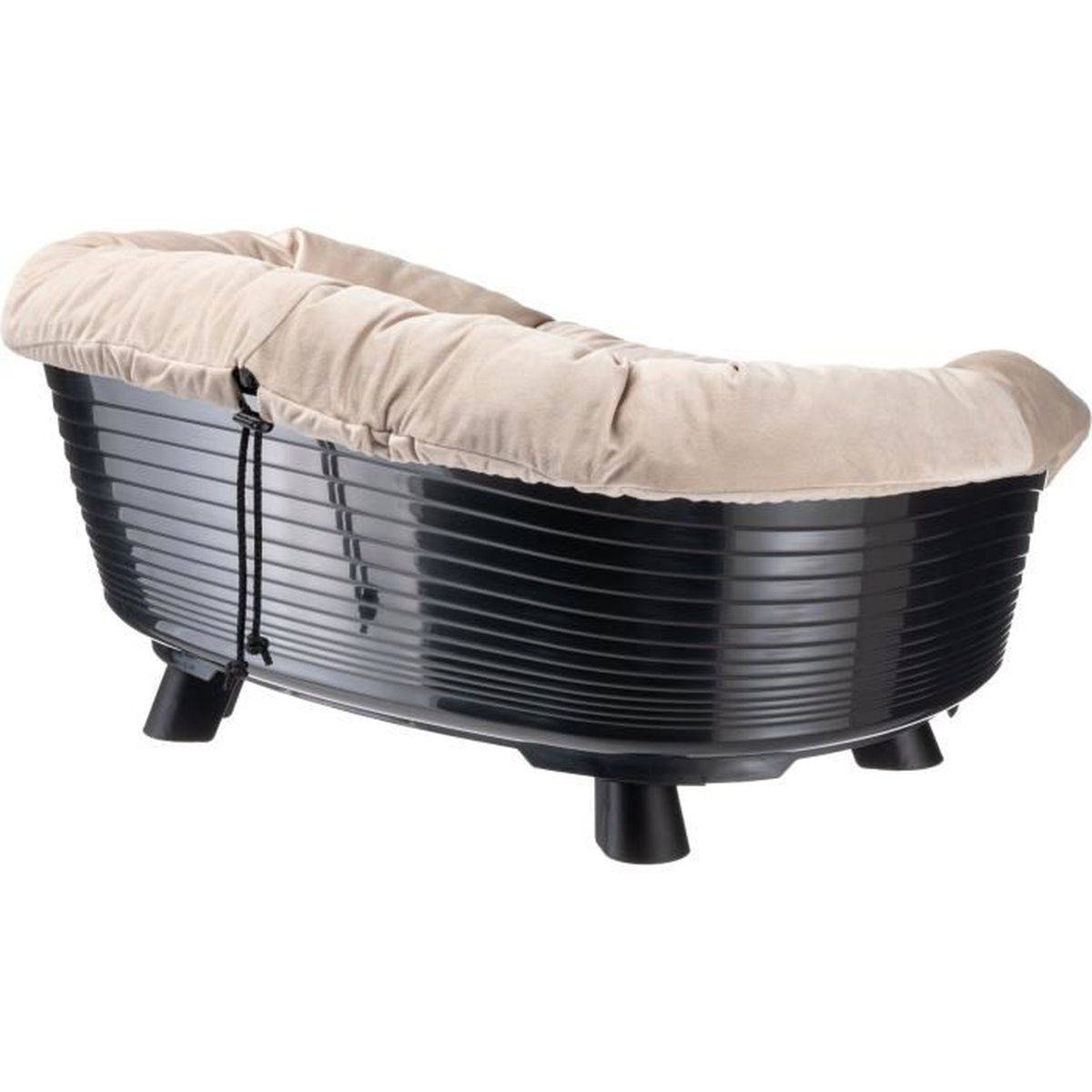 Ferplast - Panier pour chien ovale Ferplast SOFA THRONE 6, plastique noir anti-dérapant, coussin beige, 73 x 55 x 32 cm - FERPLAST - Image 3