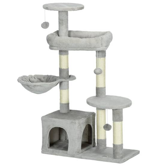 Arbre à chat sisal et peluche gris clair 65 x 30 x 104 cm - PANGIVO - Image 2