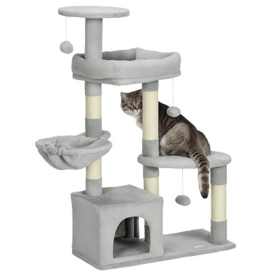 Arbre à chat sisal et peluche gris clair 65 x 30 x 104 cm - PANGIVO - Image 1