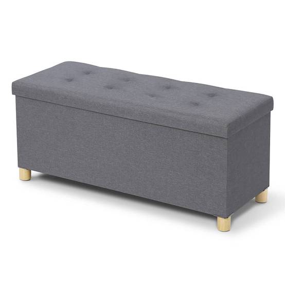 Facilitys - Banc coffre capitonné 100 cm Gris - Imagen 1