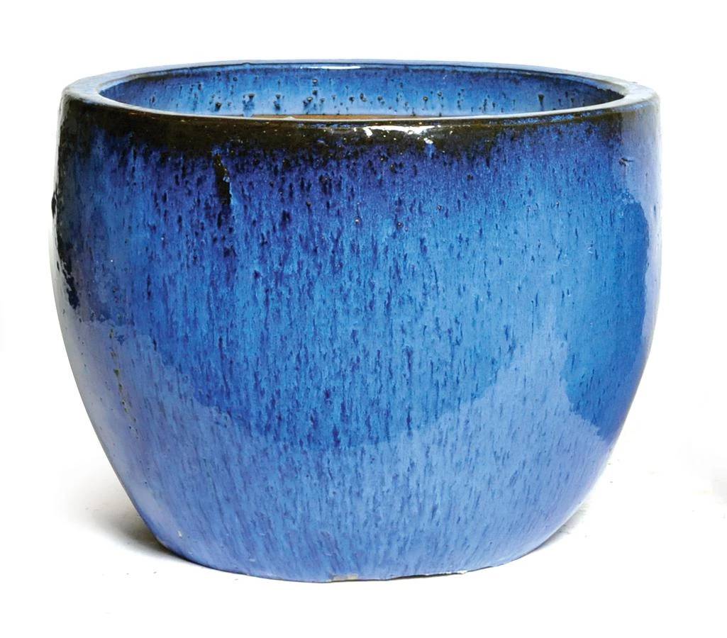 Mega collections - Pot à plante œuf émaillé bleu Ø 50 cm H 40 cm - MEGA COLLECTIONS