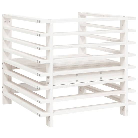 Lot de 2 Chaises de jardin - Chaises d'extérieur - Fauteuils de jardin blanc bois massif de pin-JU12750 - Image 6