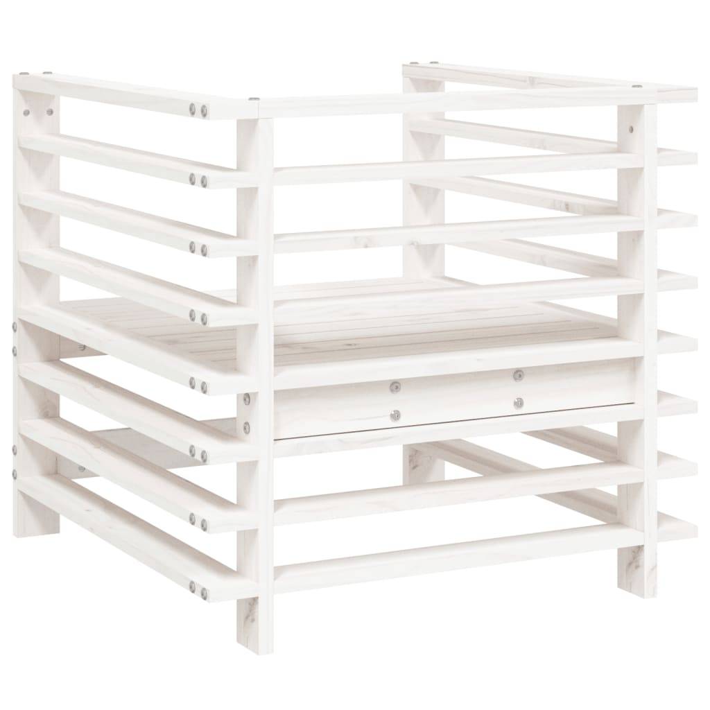 Lot de 2 Chaises de jardin - Chaises d'extérieur - Fauteuils de jardin blanc bois massif de pin-JU12750 - Image 6