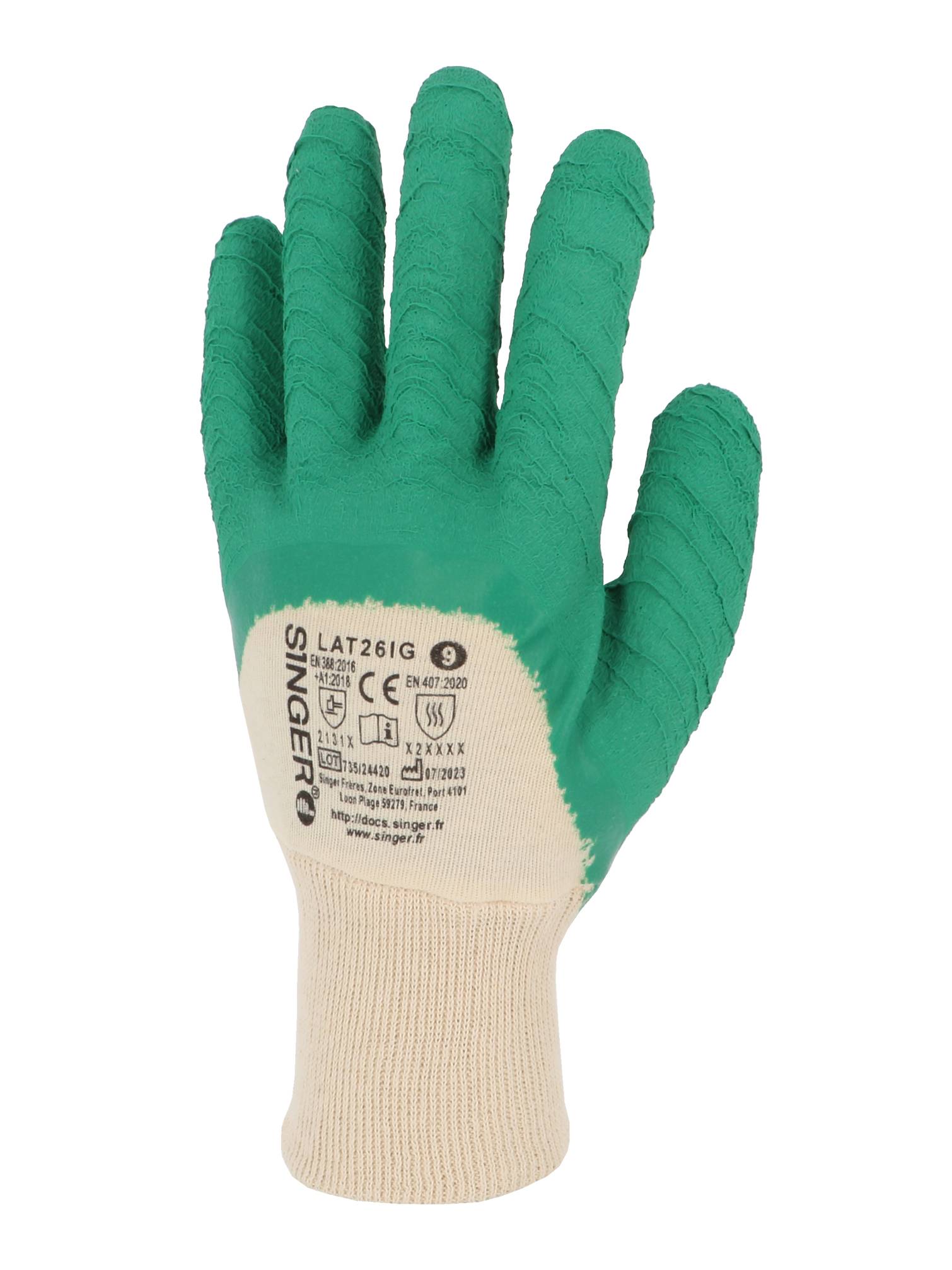 Gants SINGER SAFETY Enduit latex - Tailles 10 - LAT26IG10