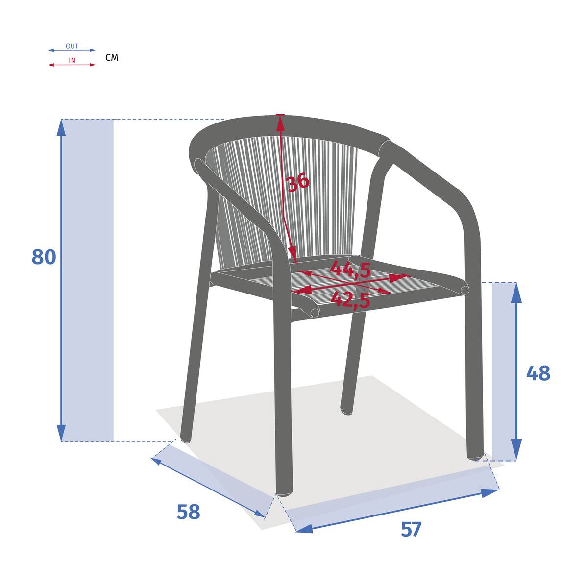 Hesperide - Fauteuil de jardin empilable "Riu" vert wengé & praliné en aluminium traité en epoxy - Hespéride - Imagen 5