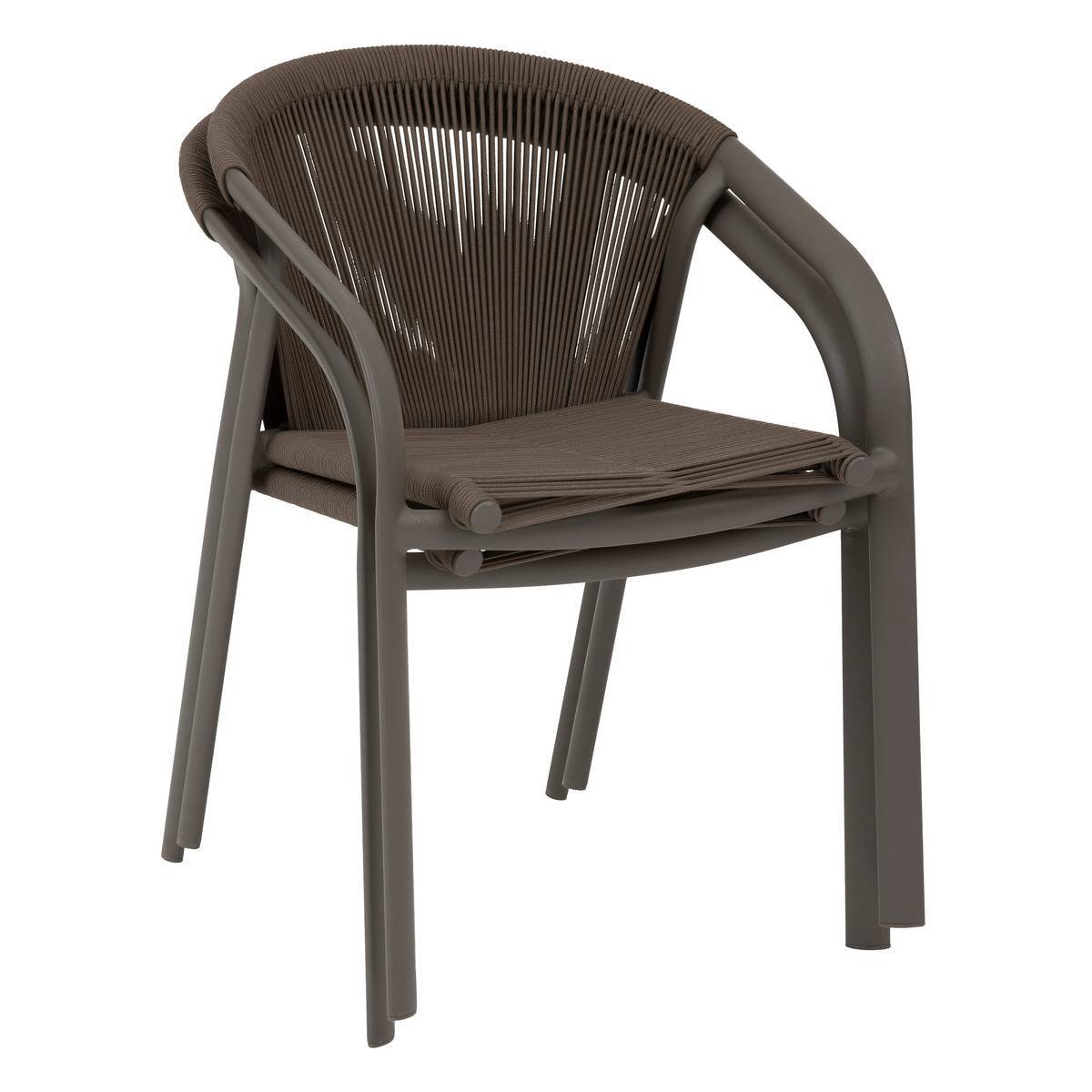 Hesperide - Fauteuil de jardin empilable "Riu" vert wengé & praliné en aluminium traité en epoxy - Hespéride - Imagen 3