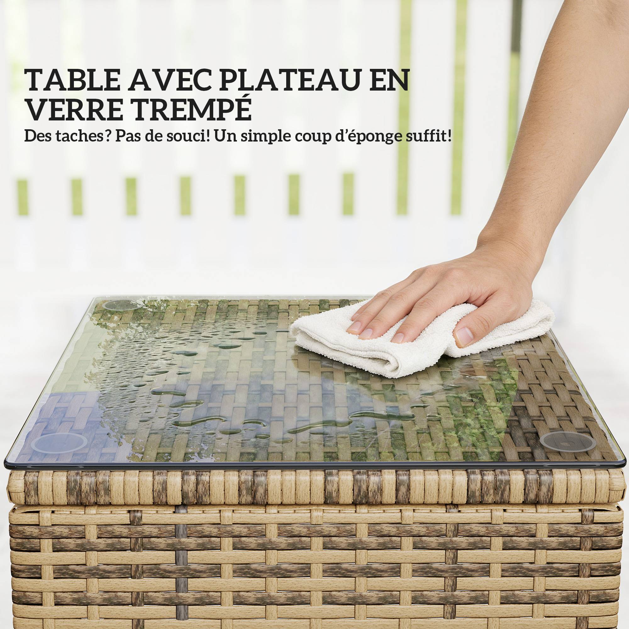 Lot 2 transats jardin résine tressée inclinables table basse 200x73x103cm gris foncé - ComfortXL Outdoor Living - Image 10