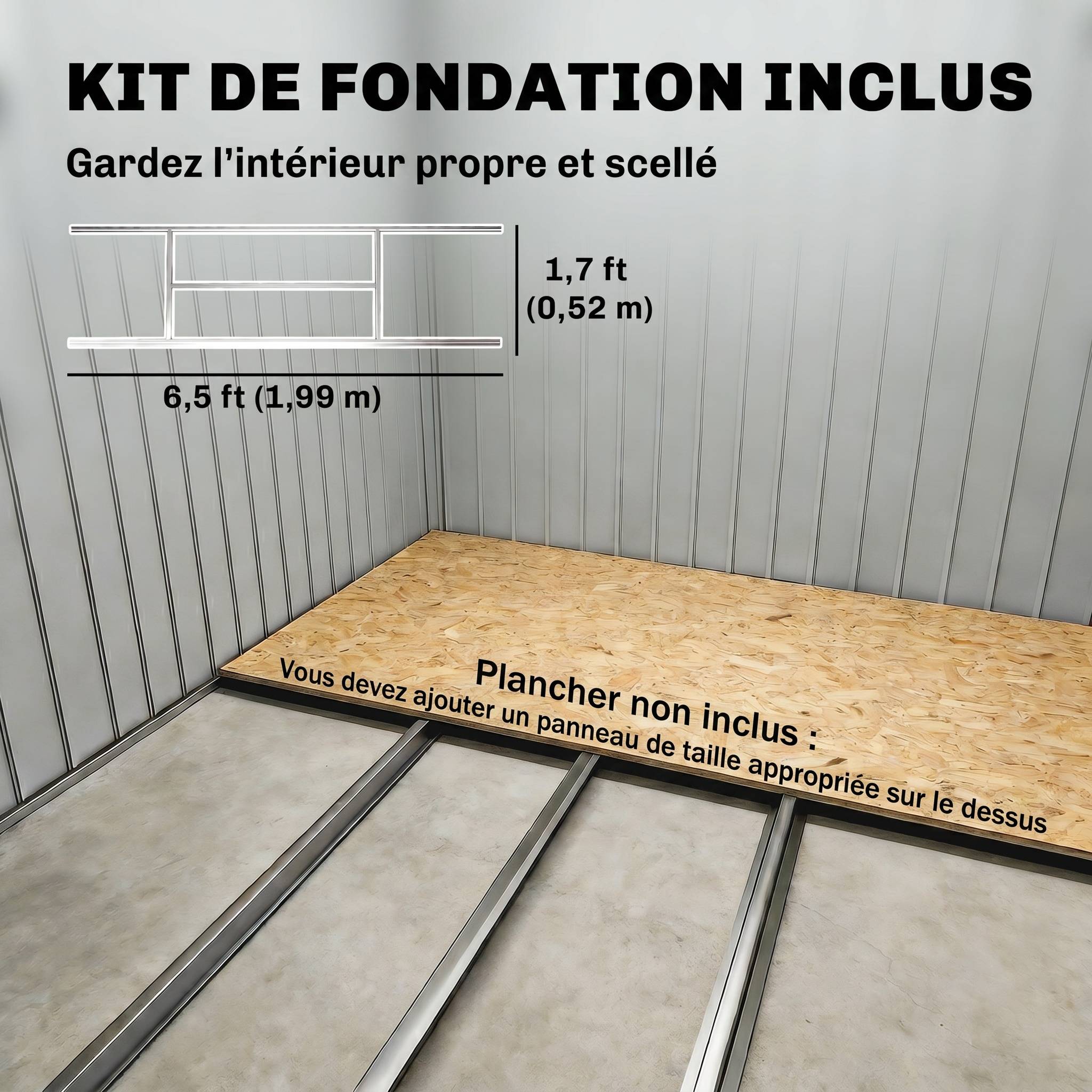 Abri de jardin en métal 2,77 m² cabane de jardin 213 x 130 x 185 cm avec fondation, porte coulissante gris foncé - Image 9
