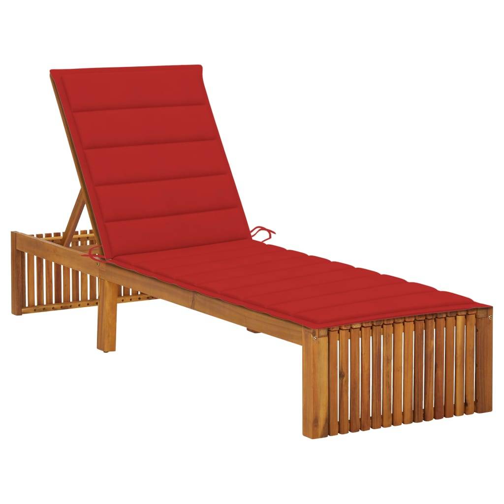 Helloshop26 - Transat chaise longue bain de soleil lit de jardin terrasse meuble d'extérieur avec coussin bois d'acacia solide - Imagen 1