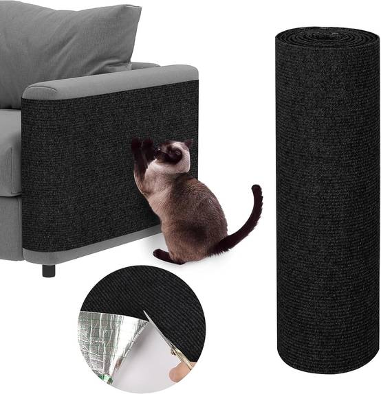 Griffoir pour chat autocollant , tapis de protection anti-griffures pour canapés, meubles, portes, murs, 30 x 100 cm (noir)-Lytech - Image 1