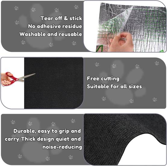 Griffoir pour chat autocollant , tapis de protection anti-griffures pour canapés, meubles, portes, murs, 30 x 100 cm (noir)-Lytech - Image 4