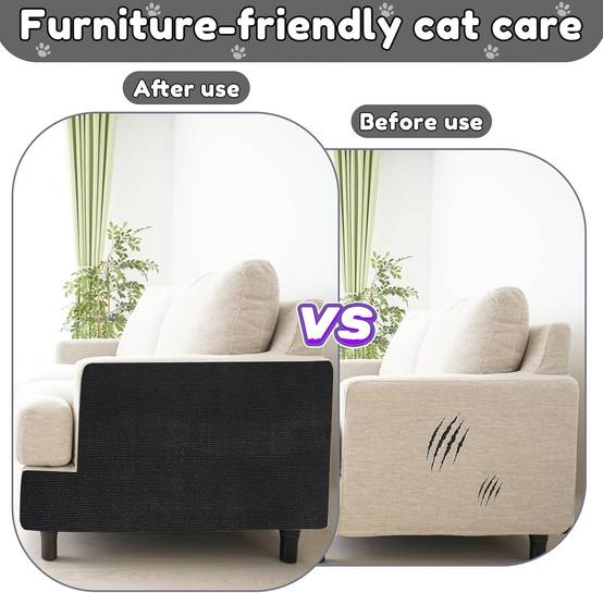 Griffoir pour chat autocollant , tapis de protection anti-griffures pour canapés, meubles, portes, murs, 30 x 100 cm (noir)-Lytech - Image 3
