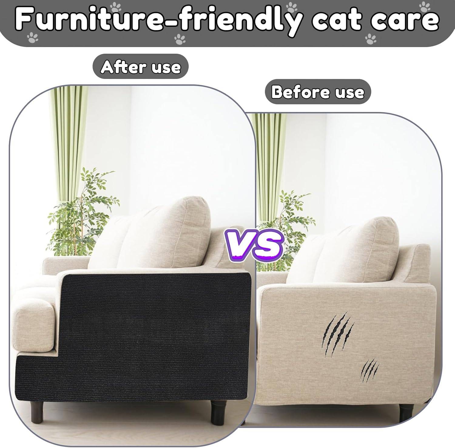 Griffoir pour chat autocollant , tapis de protection anti-griffures pour canapés, meubles, portes, murs, 30 x 100 cm (noir)-Lytech - Image 3