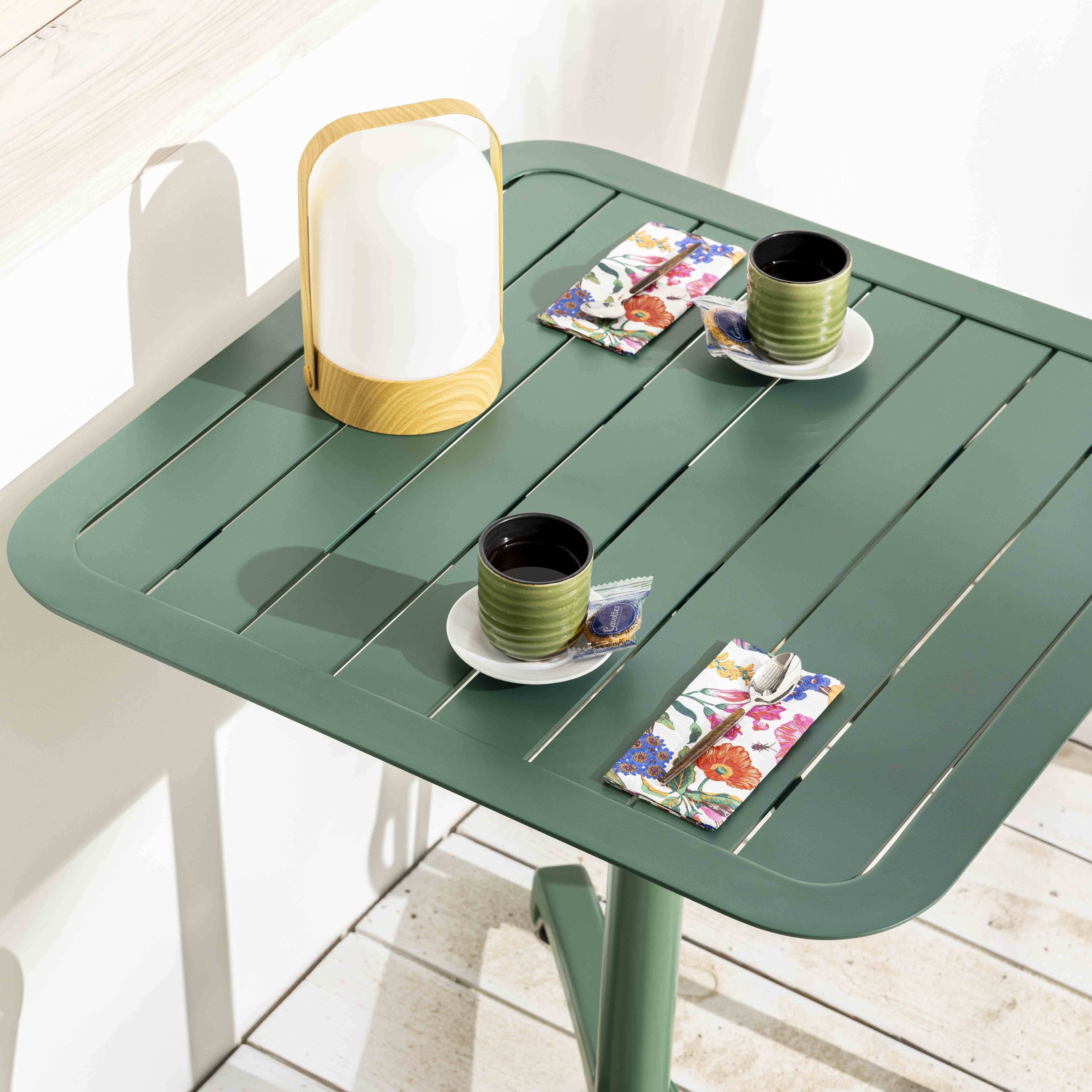 Oviala - Plateau de table 60x60 cm en aluminium vert foncé Almada Almada - Oviala - Imagen 5