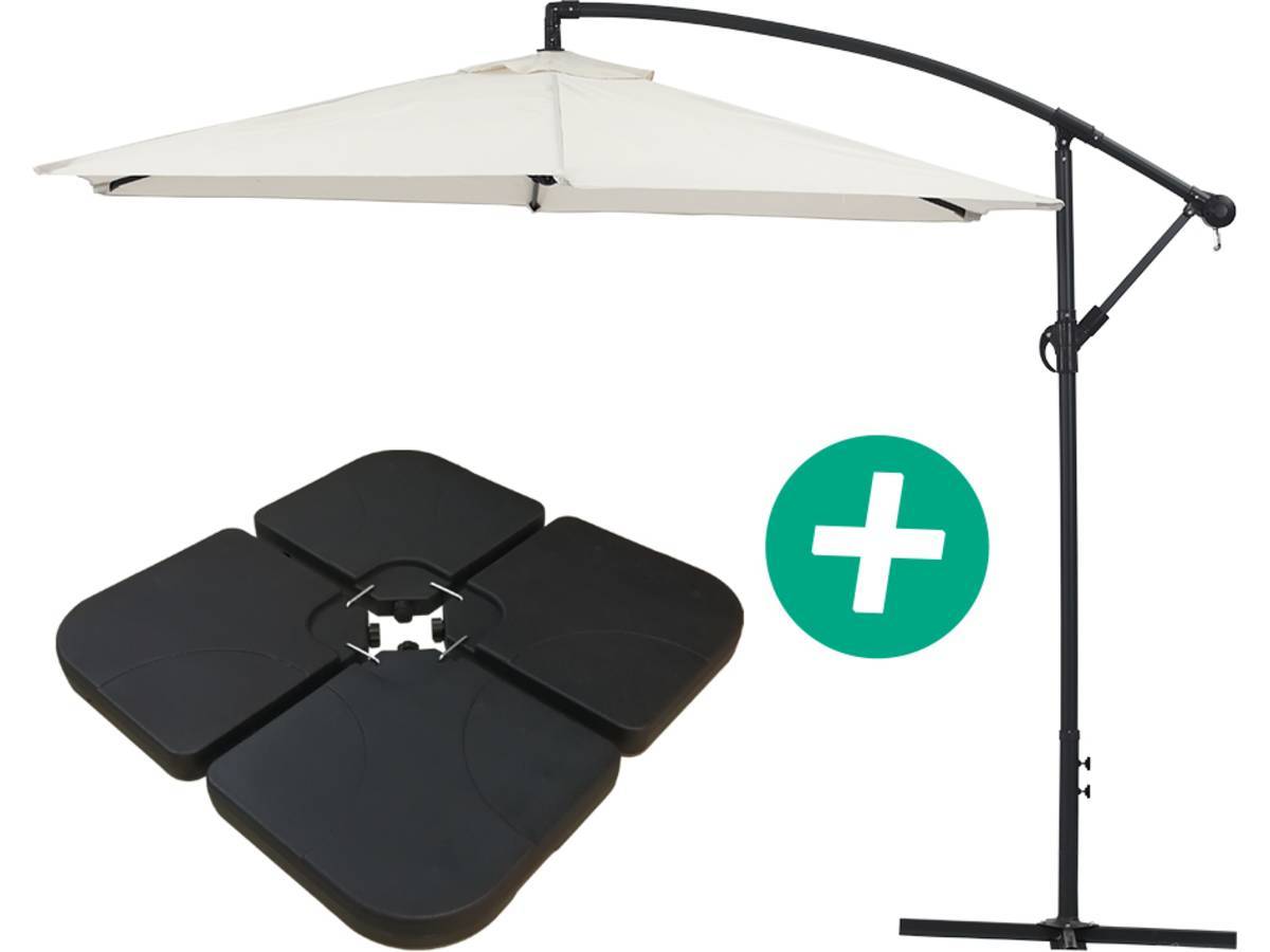 Parasol Jardin Déporté Alu "ilios" - Rond - ø 3 M - Ecru - Dalles Incluses -habitat Et Jardin - Image 1