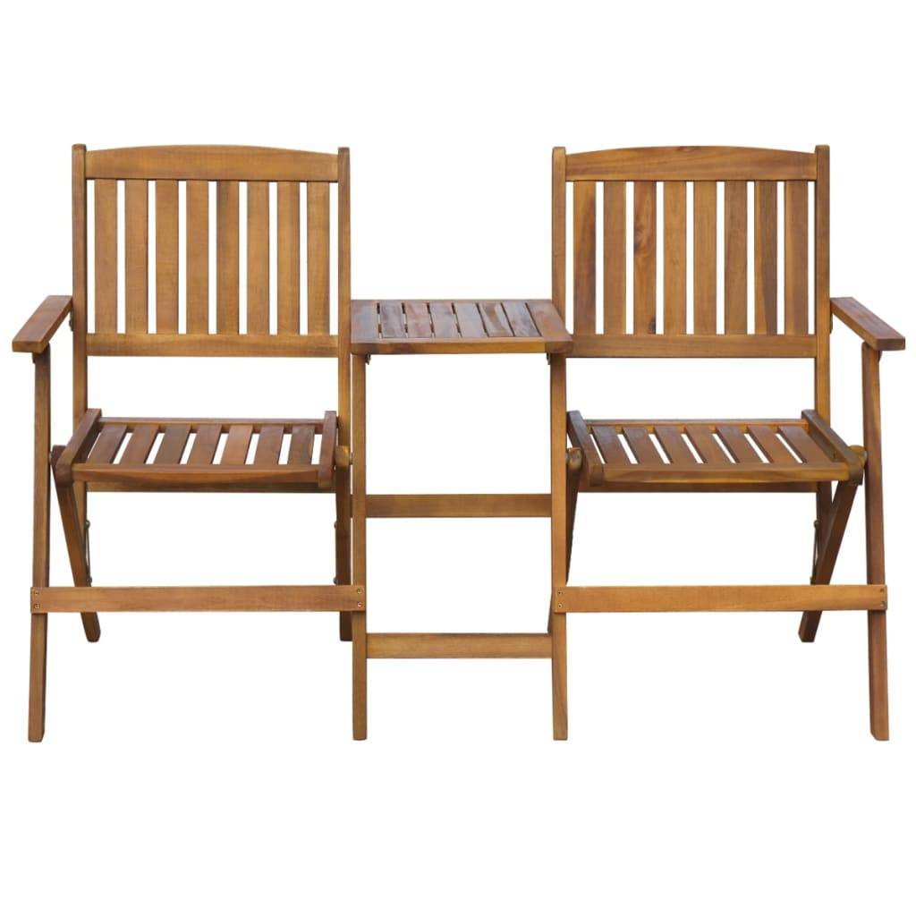 Helloshop26 - Banc de jardin meuble de patio d'extérieur terrasse pliant et table à thé 140cm bois d'acacia solide - Imagen 2