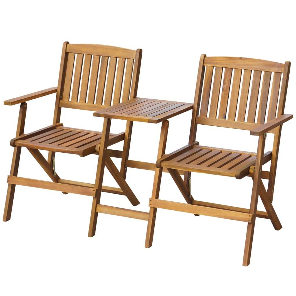 Helloshop26 - Banc de jardin meuble de patio d'extérieur terrasse pliant et table à thé 140cm bois d'acacia solide - Imagen 1