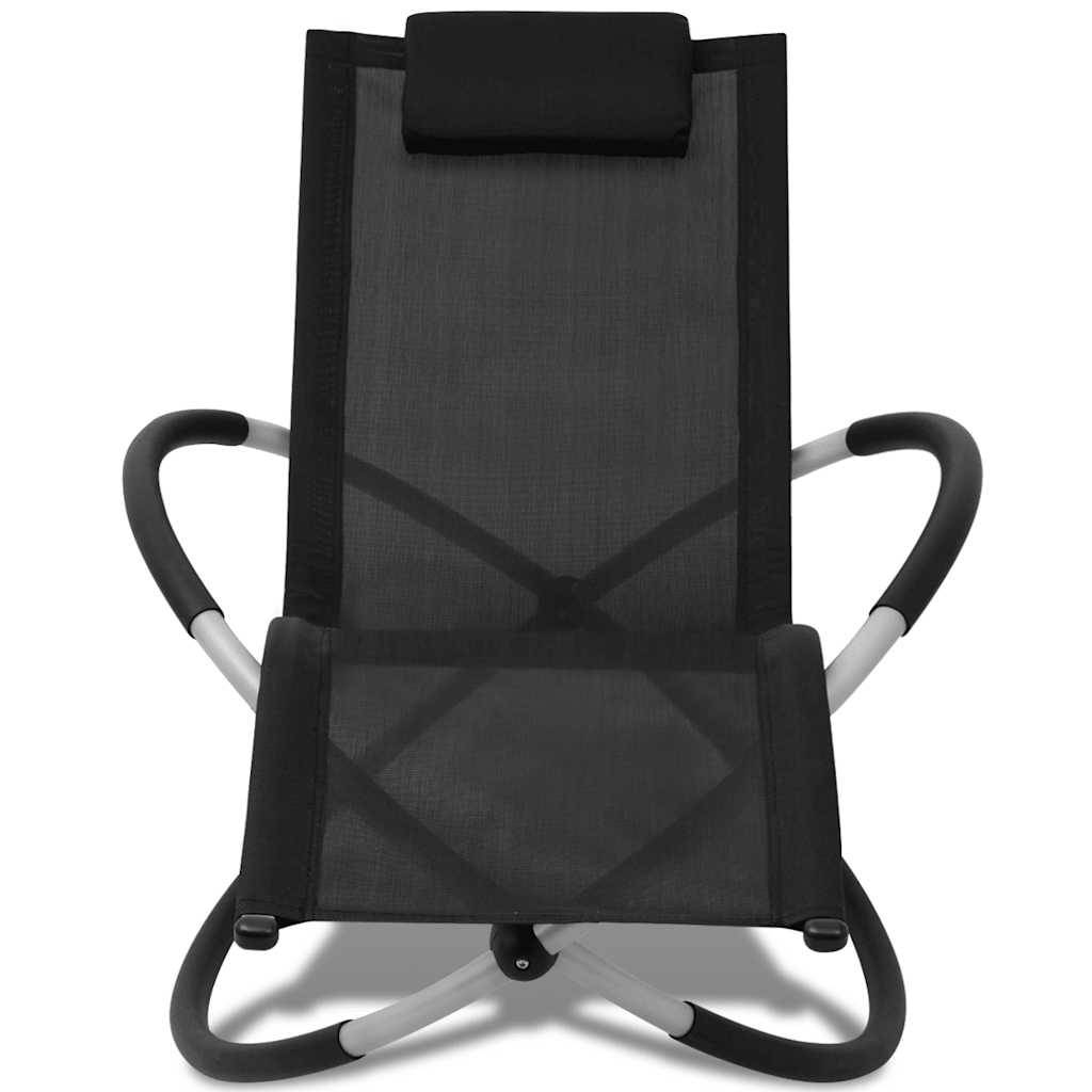 Vidaxl - Chaise longue géométrique d'extérieur Acier Noir et gris vidaXL 42400 - Imagen 2