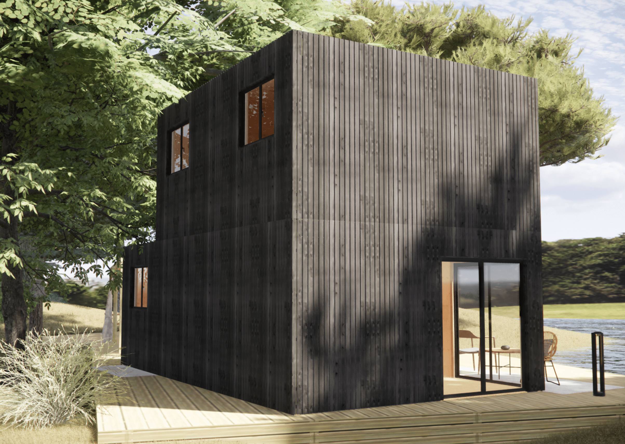 Studio de jardin RE2020 en bois 7,7 x 4,6 x 2,7 m / isolation RE2020 avec mezzanine et terrasse - Image 10