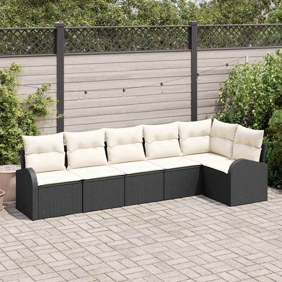 ComfortXL - Salon de Jardin 6 Places en Poly Rotin Modulable pour Terrasse Noir – ComfortXL Outdoor Living - Image 1