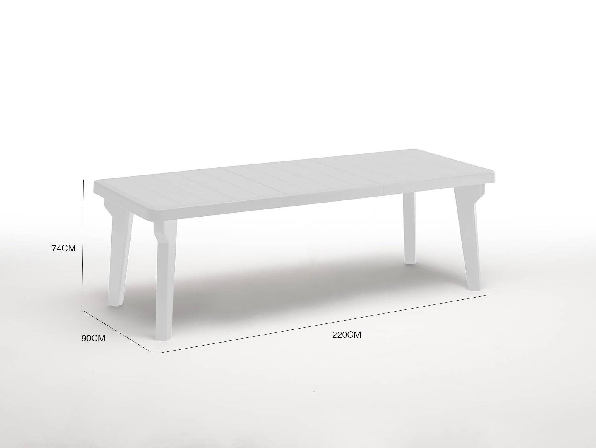 Dmora - Table d'extérieur Dhristo, Etagère rectangulaire, Table de jardin ou de bar extensible, 100% Made in Italy, 160-220x90h74 cm, Blanc - Dmora - Imagen 3