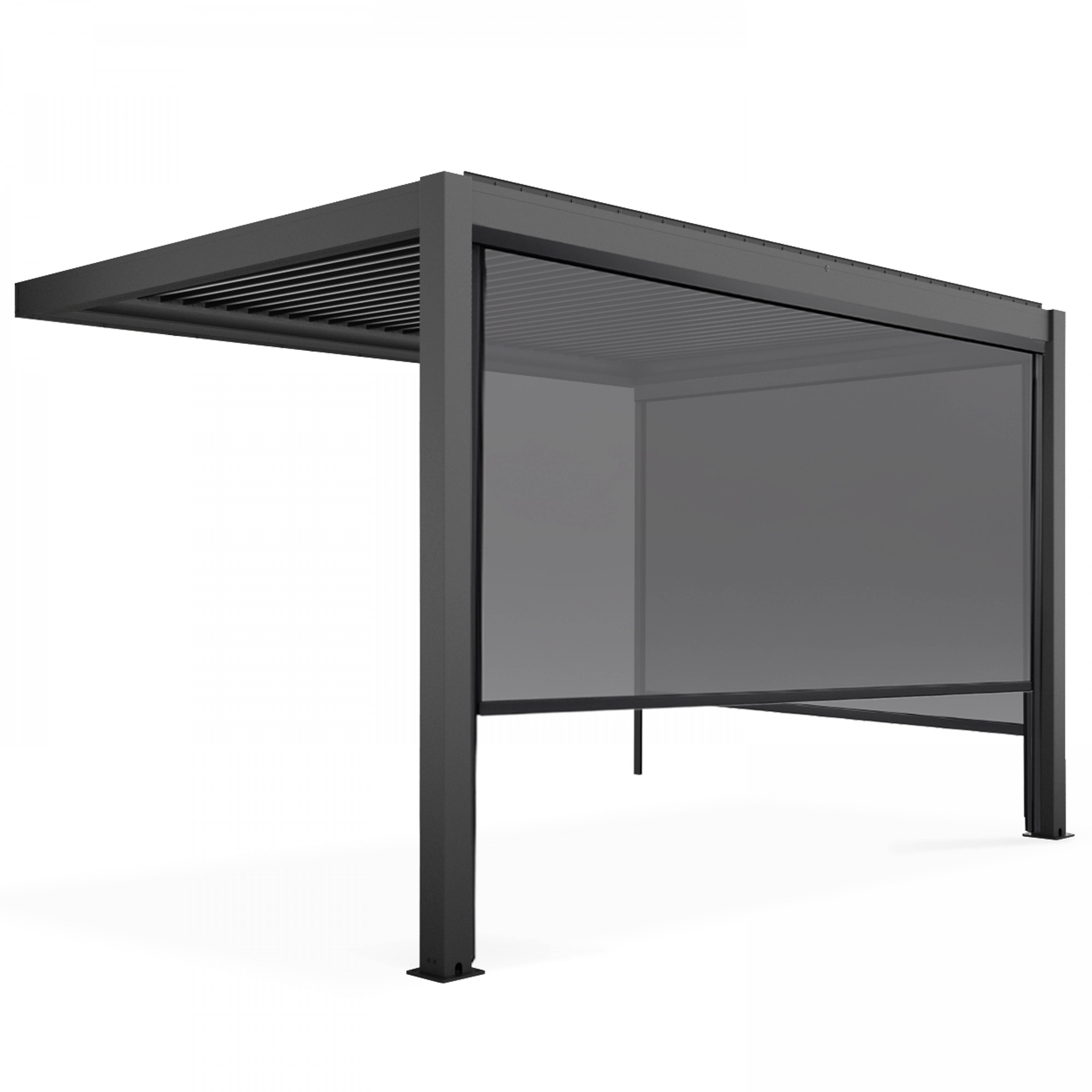 Oviala - Pergola bioclimatique adossée grise 3x4m et 2 stores Oia - Oviala - Imagen 2