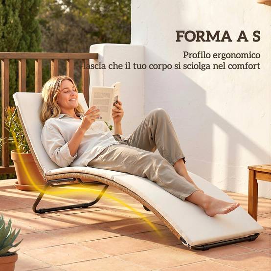 Bain de Soleil Forme S Résine Tressée Piscine Matelas Rembourré 175cm Blanc Crème - ComfortXL Outdoor Living - Image 6