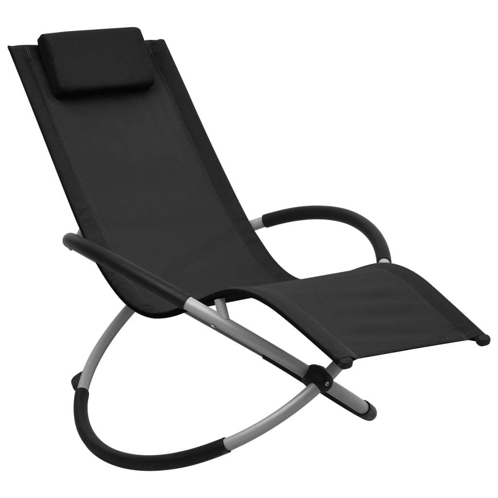 Bain De Soleil pour enfants, Transat, Chaise longue Acier Noir MP264 - Image 2