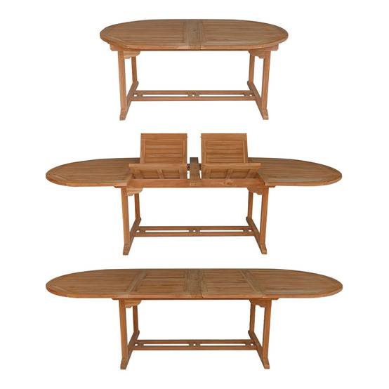 Happy Garden - Salon de jardin en teck massif LOMBOK - table ovale extensible - 10 places - HAPPY GARDEN - Imagen 2