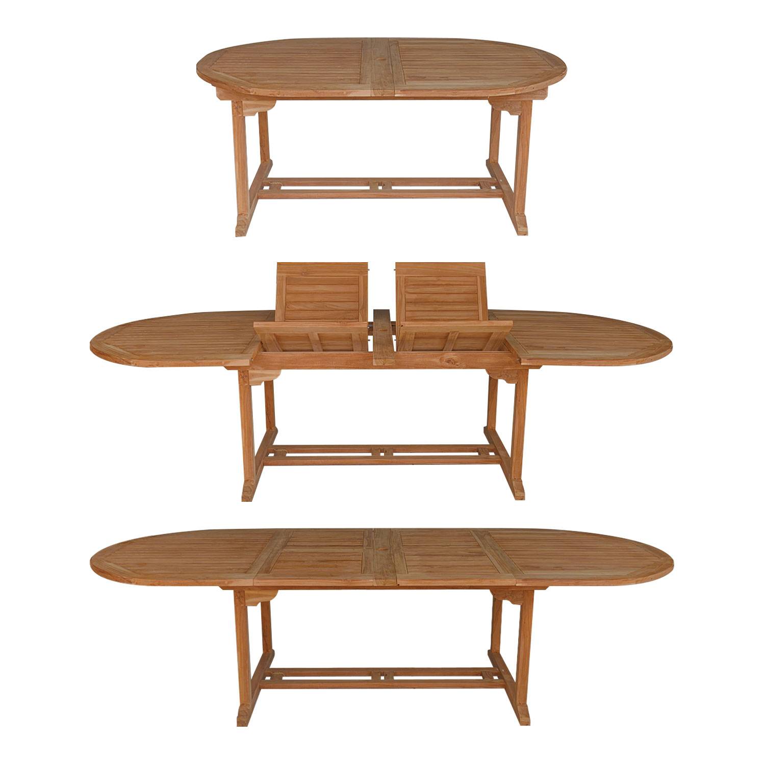 Happy Garden - Salon de jardin en teck massif LOMBOK - table ovale extensible - 10 places - HAPPY GARDEN - Imagen 2