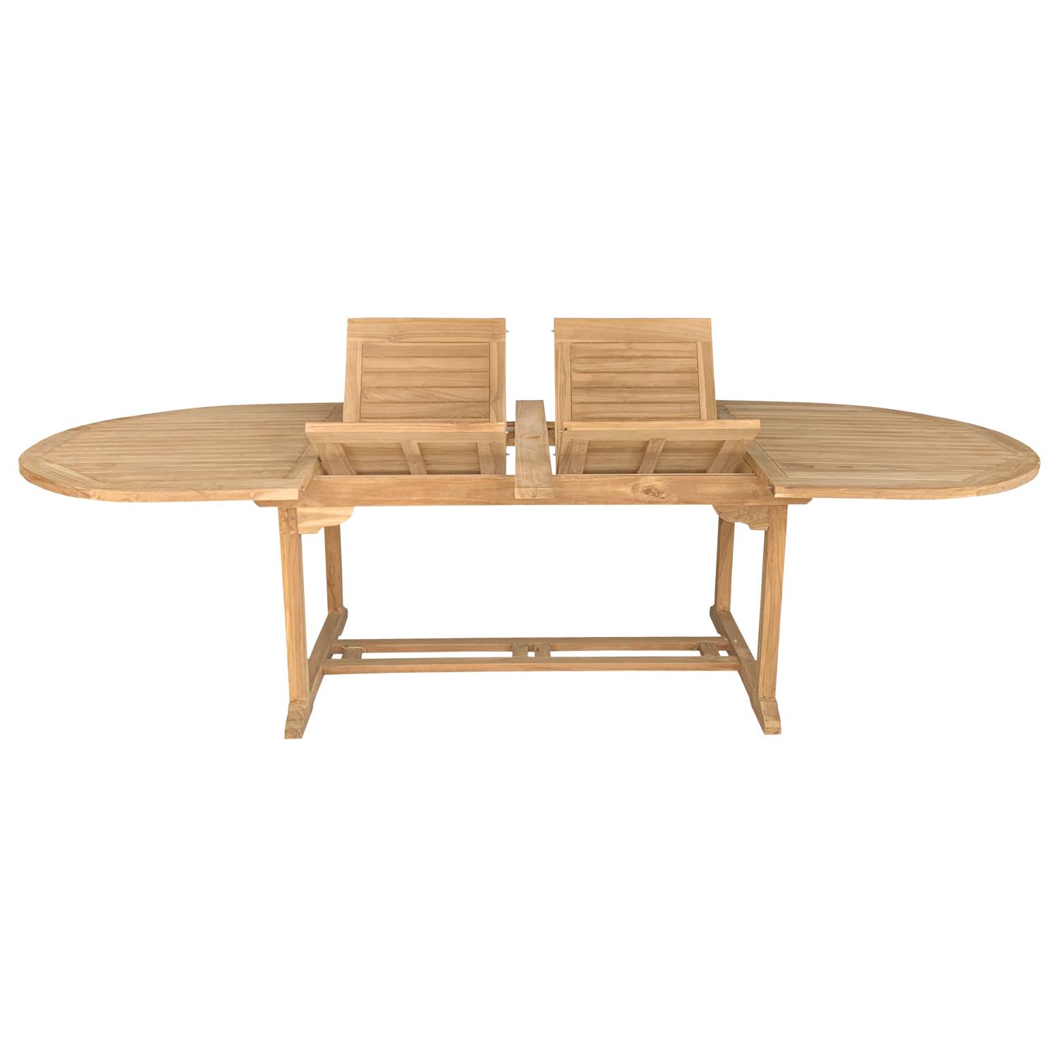 Salon de jardin en teck LOMBOK - table ovale extensible - 10 places - HAPPY GARDEN - Image 3