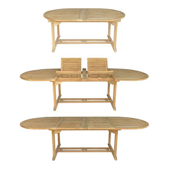 Happy Garden - Salon de jardin en teck massif LOMBOK - table ovale extensible - 10 places - HAPPY GARDEN - Imagen 5