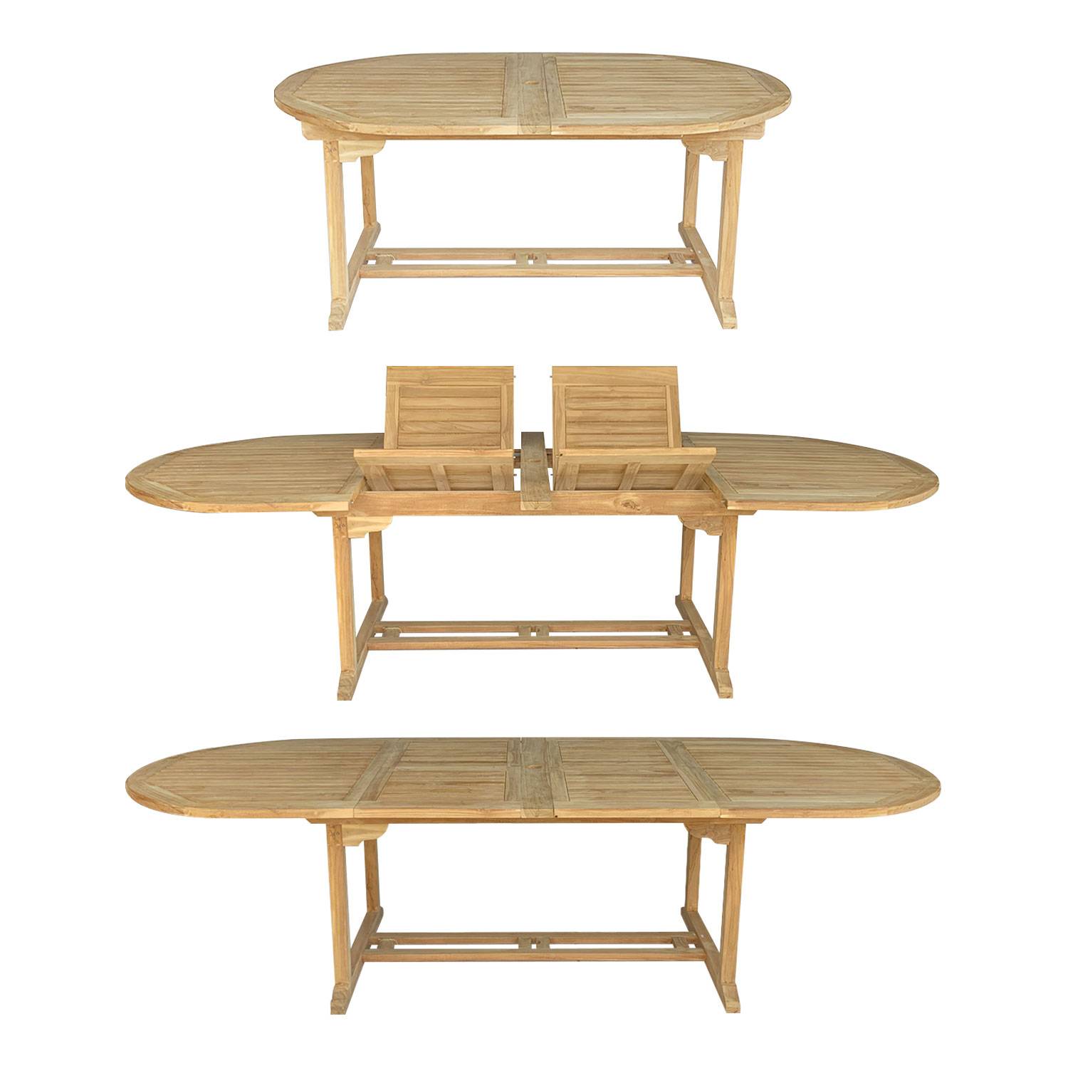 Happy Garden - Salon de jardin en teck massif LOMBOK - table ovale extensible - 10 places - HAPPY GARDEN - Imagen 5
