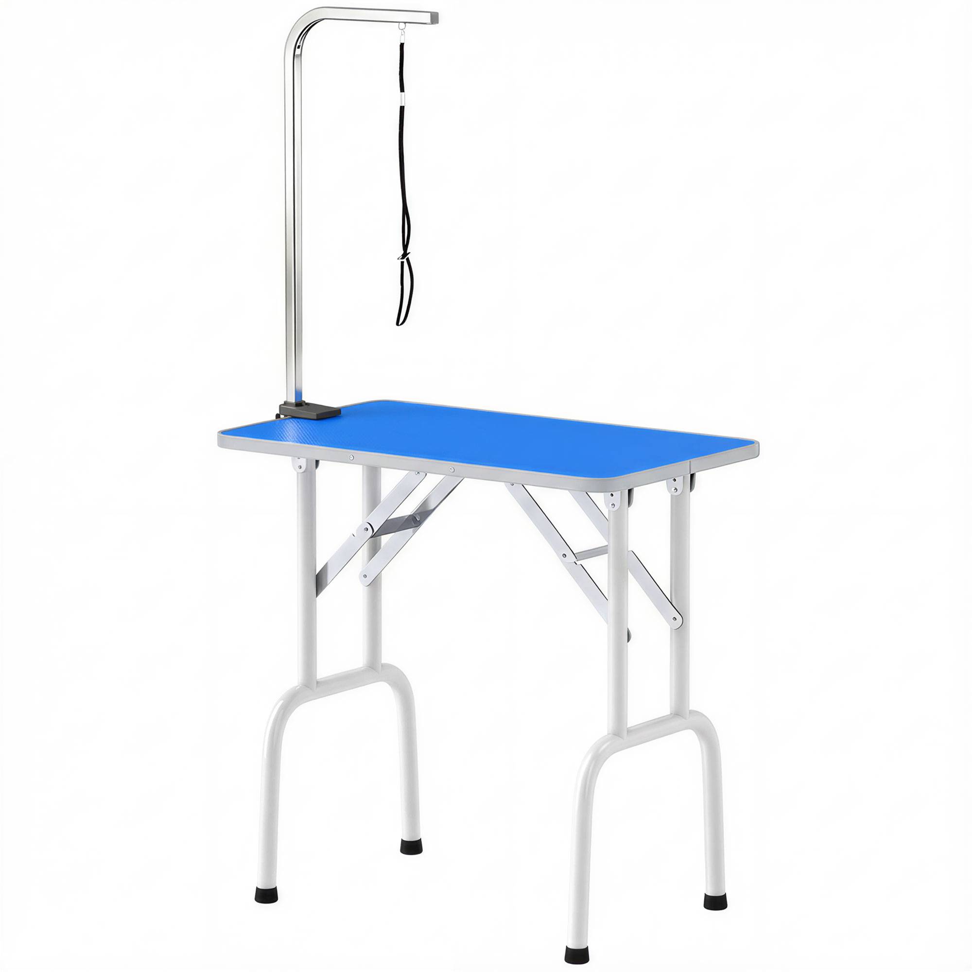 Sans Marque - Table de toilettage pour chien, pliable, réglable en hauteur avec bras réglable, sangle, tapis en caoutchouc, bleue - Image 2