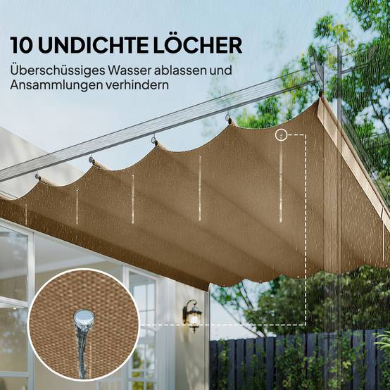 Toile de rechange pour pergola rétractable polyester toit anti-UV 250x255cm Marron - ComfortXL Outdoor Living - Image 8