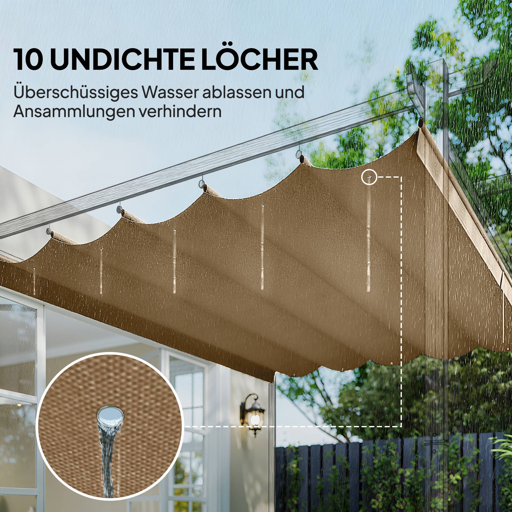 Toile de rechange pour pergola rétractable polyester toit anti-UV 250x255cm Marron - ComfortXL Outdoor Living - Image 8