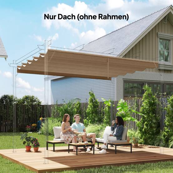 Toile de rechange pour pergola rétractable polyester toit anti-UV 250x255cm Marron - ComfortXL Outdoor Living - Image 3