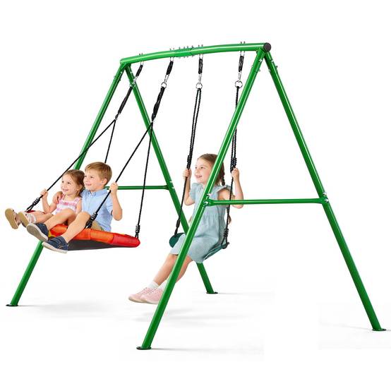 Vevor - VEVOR Portique balançoire A 199,6 kg - siège soucoupe et siège ceinture, ancrages spirales, montage facile pour jardin - Image 1