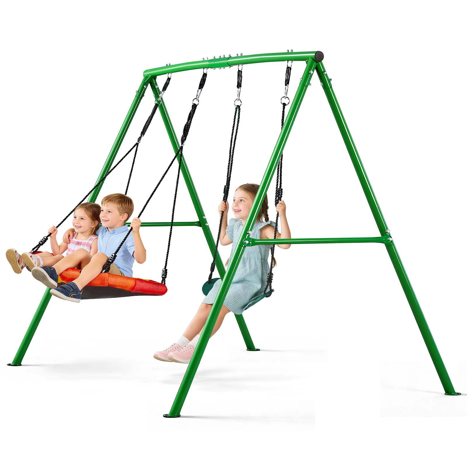 Vevor - VEVOR Portique balançoire A 199,6 kg - siège soucoupe et siège ceinture, ancrages spirales, montage facile pour jardin - Image 1
